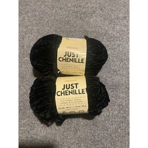 Premier Just Chenille Black Yarn Super Soft 2 Skein Lot